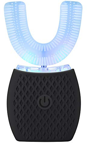 Brosse à Dents Ultrasonique Automatique, Brosse à Dents Électrique avec Nettoyage 360°, Design en U, 4 Modes, Brosse Blanchissante avec Minuteur, Pour Adultes, Nettoyage en Profondeur (Noir)