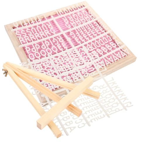 WRITWAA Tablero De Letras De Fieltro y Madera 25x25 Cm Con Soporte Caballete Multiusos Para Escritorio, Decoración, Fiestas y Bodas, Color Rosa