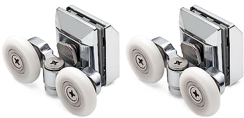 Roulettes pour portes de douche, Haut et bas en alliage de zinc 19-25 mm argent 2 ou 4 pièces(Top 2pcs,19mm)