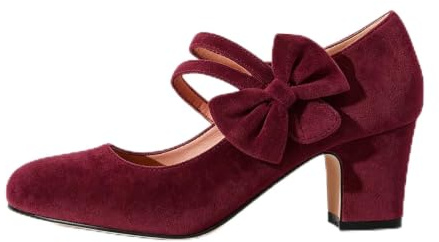 Womens Block Heel Pumps Bow Detail Mary Jane Dress Court Shoes