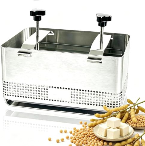 Kommersiell tofu pressform, tofu presspanémaskin med tofu pressduk och droppbricka, förtjockat 304 rostfritt stål och avtagbar för enkel rengöring, för kök, matverkstäder