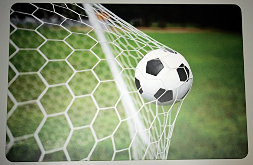 Schreibtischunterlage Fußball im Tor/Netz Ball Fußballspiel WM Rasen 40 x 60 cm abwischbar PVC