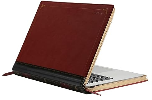 MOSISO Compatible with MacBook Air 13 inch Case A1466 A1369 Older Version 2010-2017 Release, PU Leather Laptop Sleeve Vintage Retro Zippered Portfolio Protective Case Cover, Wine Red