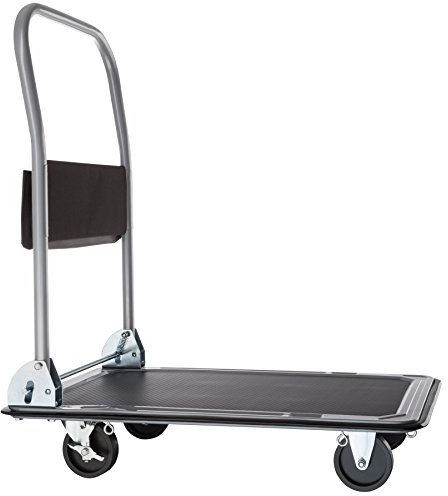 tectake Carrello pieghevole con manico pieghevole, ruote massicce, carrello da trasporto, piattaforma ruote, carrello carico, carrello da lavoro – 73 x 47 x 83 cm, 150 kg di carico nero