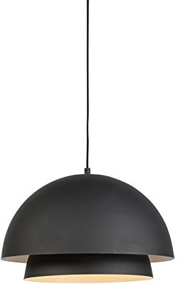 Qazqa - Modern Skandinavische Hängelampe I Pendellampe I Pendelleuchte schwarz mit weißer 2-Schicht - Claudius I Wohnzimmer I Schlafzimmer - Stahl Rund - LED geeignet E27