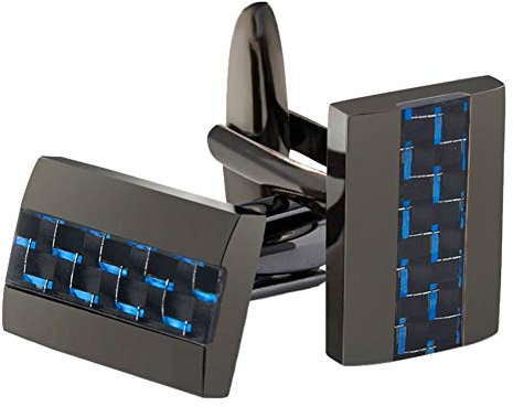 Mr.Van Manschettenknöpfe Herren, Handcrafted Kohlefaser Schwarz Cufflinks für Hemd Hochzeit Festival Geburtstag Geschenk Tanzparty (Blau)