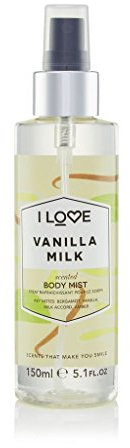I Love Vanilla Milk Scented Body Mist, Formulated With Natural Fruit Extracts Which Offer a Burst of Fragrance, FastDrying Refreshment Throughout the Day, VeganFriendly 150ml