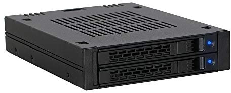 ICY DOCK Rack Mobile Cage, boitier de Rack Hot Swap pour 2 x HDD/SSD 2.5 SAS/SATA dans Une Baie de 3.5” (Installation du Disque sans Outils) - ExpressCage MB742SP-B