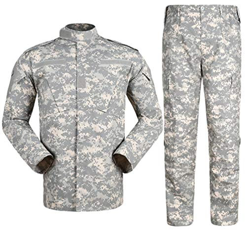 Zhiyuanan Herren Tactical Camouflage Uniform Anzug 2 Stück Sets Outdoor Jagd Trekking Camping Militär Kampf wasserdichte Wandern Jacken + Camo Hosen Tarnmuster Kleidung ACU 2XL