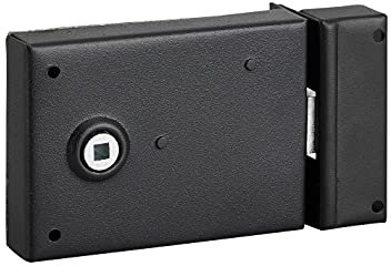 THIRARD - Serrure Horizontale En Applique à Fouillot - Pour Porte Intérieure - Réversible - Pêne 1/2 Tour - Axe 85 mm - Carré 6 mm - 110 x 80 mm - Noir