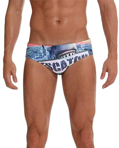 Arcweg Bañadores para Hombres Pantalones Trigulares Cortos Calzoncillos Traje de Baño Cortos Hombres Elástica Almohadillas Extraídas Azul(Mar Y Tiburón) M