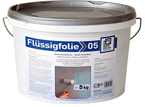 5kg Flüssigfolie Streichfolie Flüssiggummi lösemittelfreie, elastische Abdichtung für den Innenbereich Bad Dusche Küche
