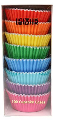 PME Cupcake-Förmchen mit Folienauskleidung in Regenbogenfarben, 8 Stück, 100 Stück, Regenbogen