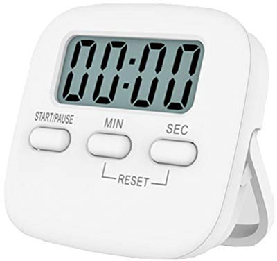 Kitchen Timer, INRIGOROUS Digital Kitchen Timer Magnetic Countdown Stopwatch Timer With Loud Alarm, Big Digit, Back Stand, Hanging Hole for Cooking, Shower, Bathroom, Kids, Teacher (White, 1)