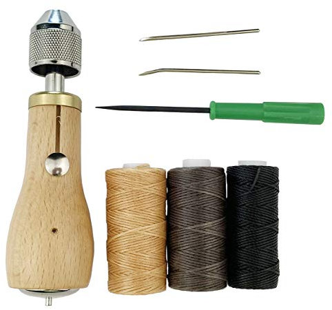 Becho Professionelles Nähahle, Nähahle, Leder-Handwerk, Näh Werkzeug-Set mit 3 R gewachstem Faden für Leder, Segel, schweres Segeltuch und mehr