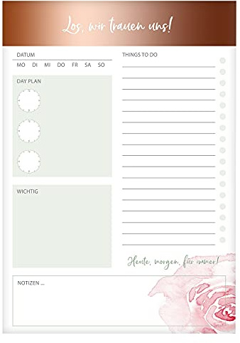 goldbuch 10349 Notizblock Los Wir Trauen Uns, Block Hochzeit 15x21,5x0,8 cm | Schreibblock 60 Blatt liniert, Vordruck Wedding-Planer für Termine und To Do Listen, Merkzettelblock für Hochzeitsplanung
