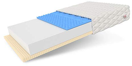 FDM NEAPOL Schaumstoffmatratze 90 x 200 cm Latex Matratze 14 cm Höhe Härtegrad H3 (Mittelhart) Hochelastischer HR Komfortschaum Zweiseitig Bezug Abnehmbar Waschbar