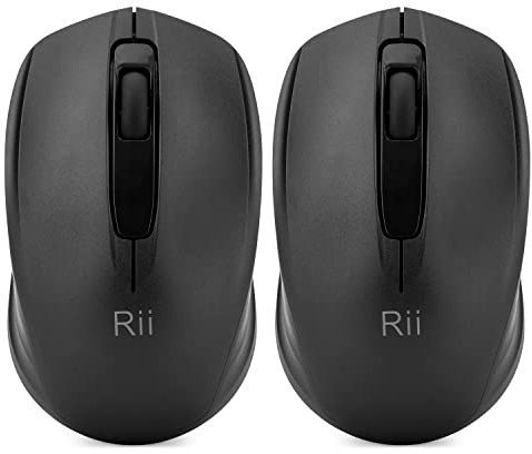 Rii Wireless Mouse for Laptop, USB Wireless Mice Optical Mini Mouse 2.4G for PC Computer with Nano Receiver for School Kids Office Home(2Pack Black)