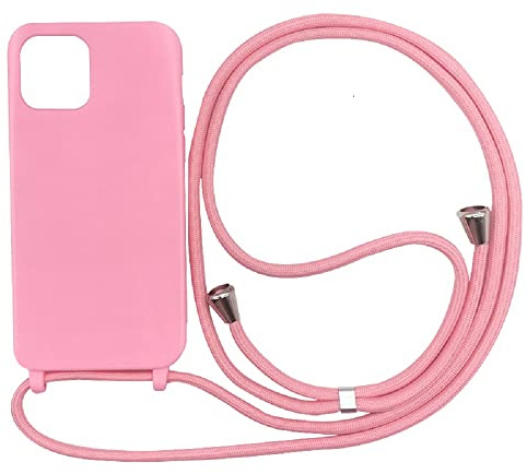 Ququcheng Kompatibel mit iPhone 11 Pro Max Hülle,Handykette Hülle Silikon Seil Necklace Handyhülle mit Kordel Tasche TPU Bumper Schutzhülle für iPhone 11 Pro Max-Pink