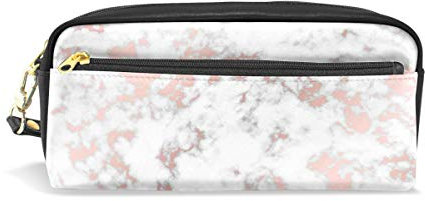HMZXZ RXYY Federmäppchen Marmor Rose Gold Textur für Student Groß Kapazität Reißverschluss PU Leder Mäppchen Schreibwaren Kosmetik Makeup Tasche für Mädchen Jungs Frauen