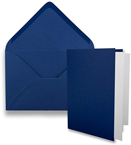 25x DIN B6 Faltkarten Set mit Umschlägen in Dunkelblau (Blau) - 120 x 170 mm - inkl. weißem Einlege-Papier - ideal für Einladungskarten, Hochzeit, Taufe, Kommunion, Konfirmation