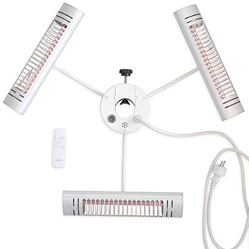 VASNER Umbrella X30 - Infrarot Heizstrahler für den Gastro- & Sonnenschirm 3000 Watt Infrarotstrahler für Terrasse Garten & Außenbereich (Ø 40-80 mm Silber)