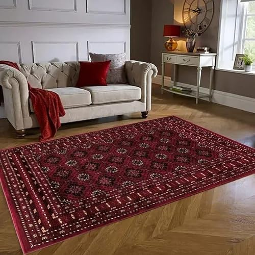 Vintage Traditional Rugs Luxury Oriental Design Large Carpets for Living Room Bedroom Hallway Runner Floor Mat (120 x 170 cm), Red