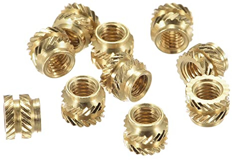 sourcing map 120Stk. Messing Rändelmutter M3 x 4mm L x 5mm Außendmr. | Innengewinde Einbettung Mutter