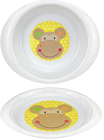 HOVUK® Set di 2 posate con ciotola e piatto per scimmie, unisex, per bambini, ragazzi, ragazze, per il pranzo, per la colazione, per il cibo e la prima colazione, per ragazzi e ragazze
