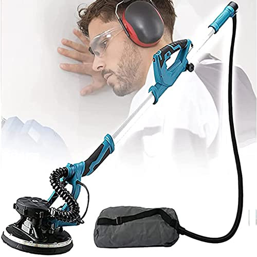 Lijadora de Pared 1800W,Pulidora de Obra Seca,Lijadora Telescópica para Paredes y Techos,Lijadora Jirafa,para Lijar Techos y Paredes,Plegable con Luz LED y Bolsa de Vacío,Sander+100SandPad