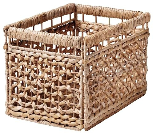 TÄTING Basket Storage Organizer Home Laundry Baskets Books Storage Bin Water Hyacinth Natural 35x25x25 cm + Free TSA Shoe Bag