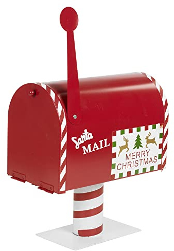 URBNLIVING Buzón de metal vintage para exteriores, diseño de Papá Noel, diseño vintage de Papá Noel