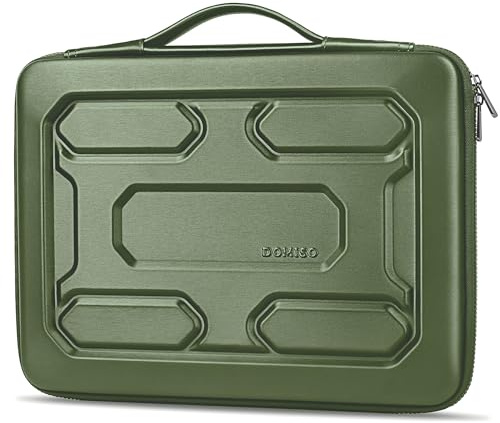 DOMISO 14 inch Laptop Sleeve with Handle Shockproof Computer Bag Waterproof EVA Protective Carrying Case for 14 ThinkPad E480/Yoga 920/13.5 Microsoft Surface Book/HP Pavilion 14 Stream 14, Green