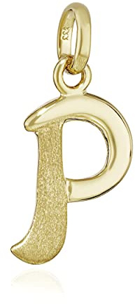 NKlaus Kettenanhänger Buchstabe aus 333 Gelbgold, 8 Karat, 14x10mm, 1 Stück | Teilmatt; ca. 0,6g