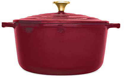 T-fal Cocotte ronde en fonte émaillée avec couvercle, 5,7 L, rouge