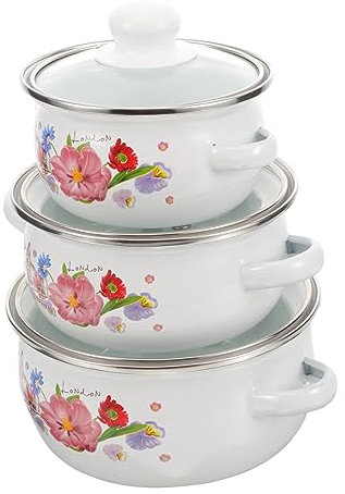 Happyyami Mini marmite en émail avec poignées antidérapantes et couvercle pour une cuisson douce des soupes et des ragoûts dans la cuisine