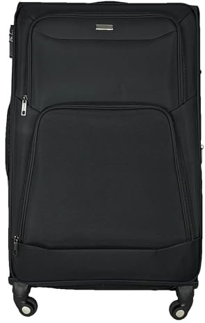 MY TRAVEL BAG Stoffkoffer Reisekoffer Koffer Trolley (Handgepäck-Mittel-Groß-Set) (Schwarz, Handgepäck (55cm))