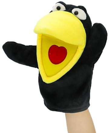 lilizzhoumax Jouets en Peluche Corbeau Marionnette à Main Simulation Jouet en Peluche Corbeau Poupée Réaliste, Jeu de rôle Mignon, Jouets éducatifs interactifs pour Enfants, Jouets Animaux