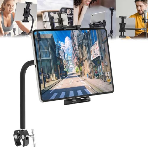 Tablet Halterung Fahrrad, Schwanenhals Laufband Tablet Halterung Indoor Lenker Laufband Fahrrad Tablet Halter Ständer mit Flexible Lang Arm für iPad Pro, iPad Mini, iPad Air, 4,7-12,9 Zoll Geräte