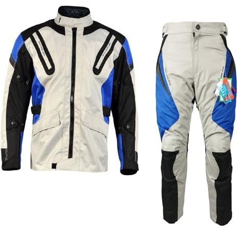WinNet Tuta Completo da Moto in Cordura Giacca e Pantalone con Protezioni Omologate C.E. impermeabile anti acqua pioggia e freddo 4 stagioni invernale ma sfoderabile in primavera ed estate (L)