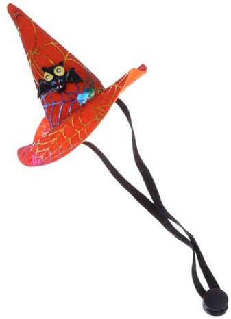 PRETYZOOM Funny Cat Headgear Pet Halloween Witch Hat for Dog Puppy Spider Web Pumpkin Design Cosplay Decor for Pet Party
