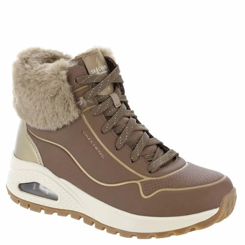 Skechers Uno Rugged Fall Shimmer - Botines para Mujer, Durabuck - Piel sintética Duraleather metálica Color Gris Pardo, 39 EU