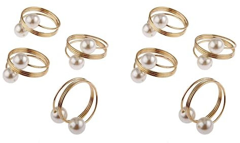 Serviettenschnalle, 24 Stück, Perlen-Serviettenschnalle, Reifen, Serviettenringe, Kreis, Serviettenhalter for Hochzeit, Hotelbedarf, Tischdekoration, Gold