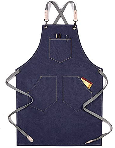Arbeit Canvas Schürzen, Tischlerschürze, Werkstatt-Werkzeugschürze, robuste Arbeitsschürze aus gewachstem Segeltuch, Schweißschürze, Arbeitsschürze for Ingenieure (Farbe: Rot, Größe: XL)(Color:Blue)