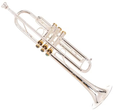 Trompeteninstrument Versilbertes Handgeschnitztes Horn B-Trompete Edelstahl In Leistungsqualität Goldkolben