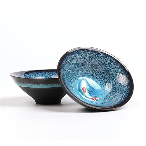 MYOLIO Jianzhan Tenmoku Teetasse 3D Chinesische Kungfu Teetasse Meister Teeschale aus Porzellan 40ml Teegeschirr Natürlicher ofengebrannter Keramikbecher ﻿(#2)