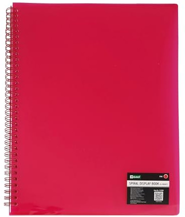 D.RECT Sichtbuch PP A4, 20 Hüllen, Sichtmappe, Solid, Präsentationsordner, Angebotsmappen, Spiral Display Book, Rosa