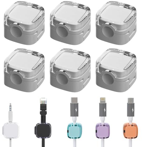 6PCS Charging Cable Magnetic Cable Organizer Storage Holder, 2024 New Magnetic Cable Clips, Kabelhalter Selbstklebend, Kabel Organizer Selbstklebend für Schreibtisch (White)