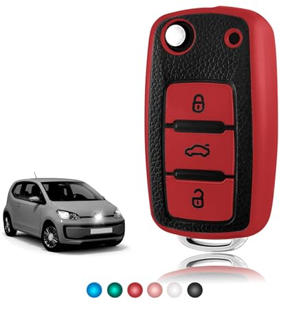TOOMUME Schlüsselhülle TPU Lederstruktur, Autoschlüssel Hülle Schlüsselcover Passt für VW Volkswagen Golf 4/5/6 Multivan T5 Polo Up Caddy Beetle Sharan Jetta Bora Seat Ibiza Skoda Fabia