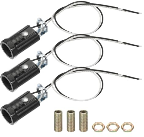 PATIKIL Candelabra Base Lamp Holder Light Socket, 3pcs UL Listed Keyless E12 Bulb Socket with 9.8 Wire Leads for E12 Incandescent LED Light Bulbs, 1.7 Tall
